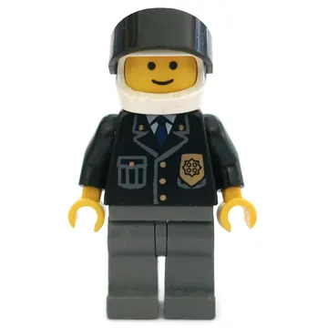 Police - Black Torso, Dark Bluish Grey Legs, White Helmet, Black Visor