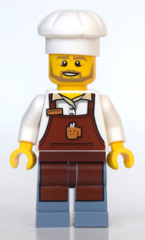 Barista, Reddish Brown Apron, Sand Blue Legs, Chef Hat