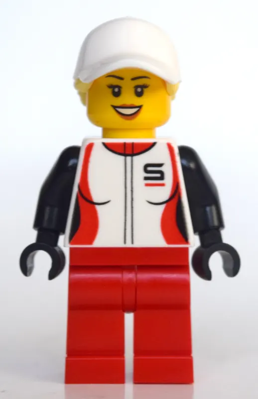 Woman, Racing Jacket, Red Legs, Ponytail with White Cap