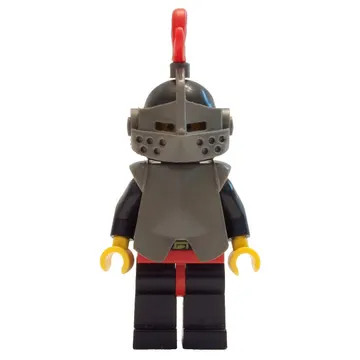 Knight (Breastplate on Black) - Black Legs, Armor, Red Plume, Hollow Stud Head