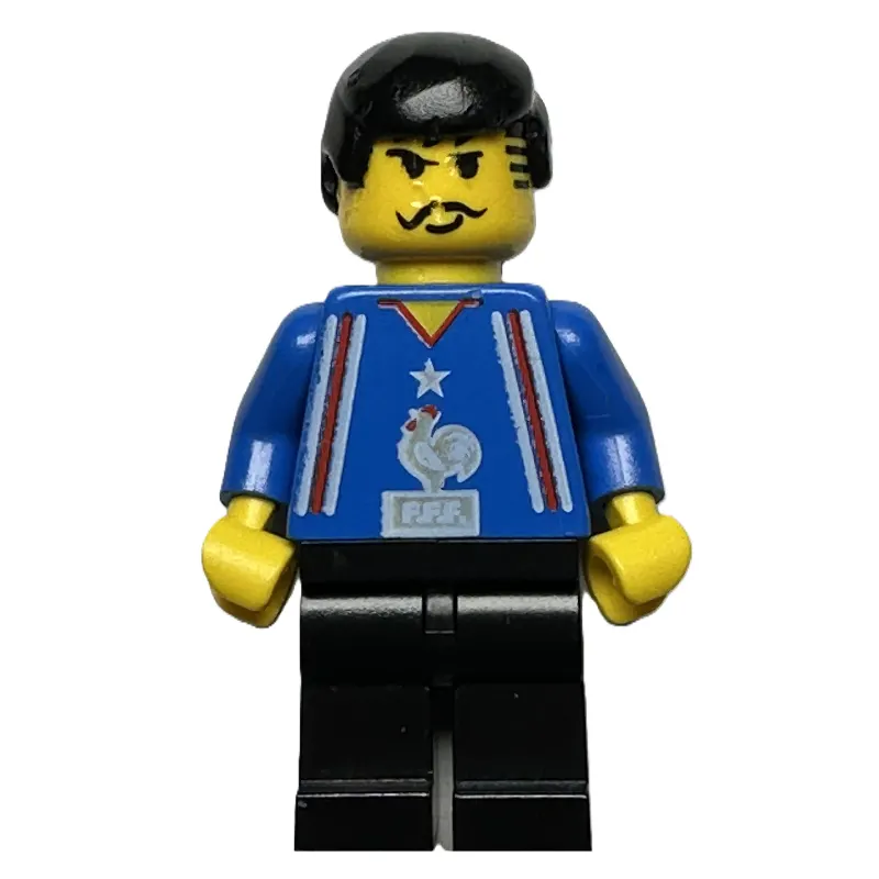 Soccer Player, French Team Jersey, Black Hair, Moustache