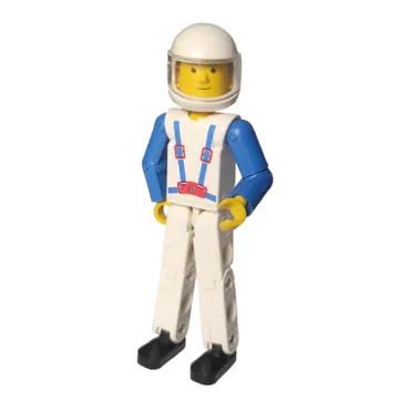 Technic Figure White Legs, White Top with Blue Braces Print, Blue Arms, White Helmet