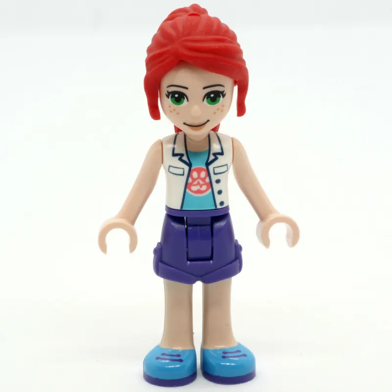 Mia - White Veterinarian Jacket, Dark Purple Skirt