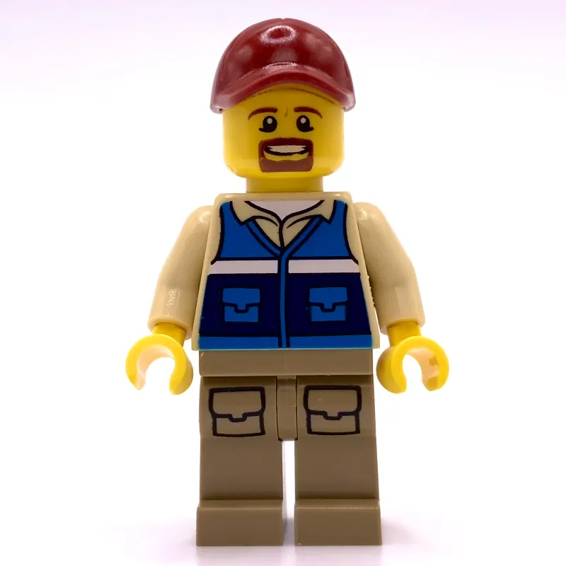 Man, Blue Vest, Dark Red Cap, Goatee Beard