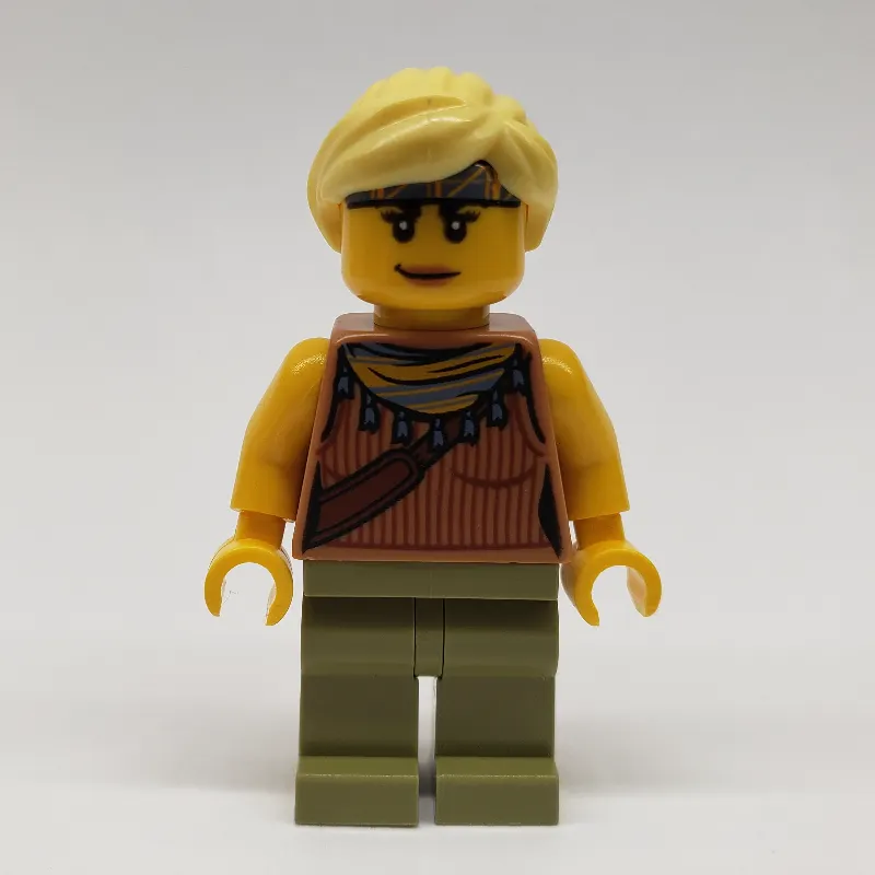 Jessica Sharpe, Vest Top with Necklace, Olive Green Legs, Bright Light Yellow Hair