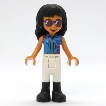 Savannah - Medium Blue Jacket, White Pants, Black Hair