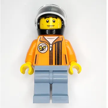 Race Driver - Orange Torso, Sand Blue Legs, Black Helmet