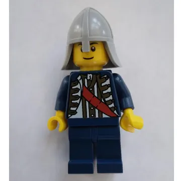 Knight, Dark Blue Jacket with Sash, Light Bluish Gray Helmet, Black Eyebrows