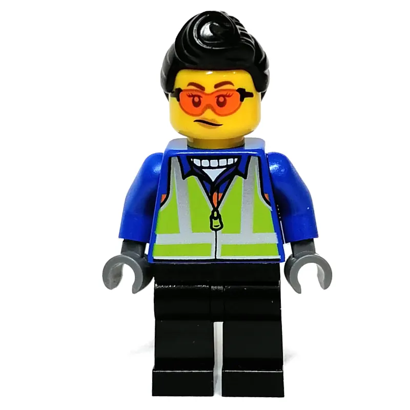 Blue Torso, Black Legs, Black Hair, Orange Sun Glasses