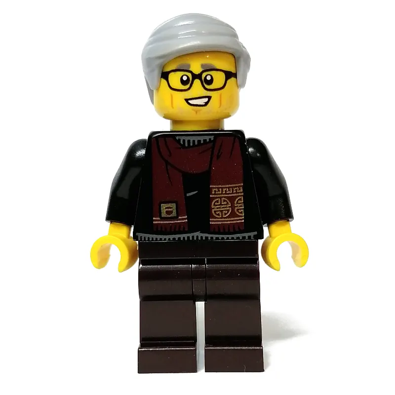 Black Torso, Dark Brown Legs, Light Bluish Grey Hair