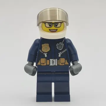 Policewoman, Dark Blue Uniform, White Helmet