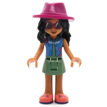 Savannah - Blue Top, Sand Green Skirt, Dark Pink Hat