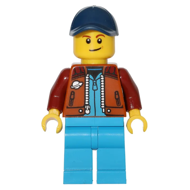 Man, Dark Orange Jacket, Dark Azure Legs, Dark Blue Cap