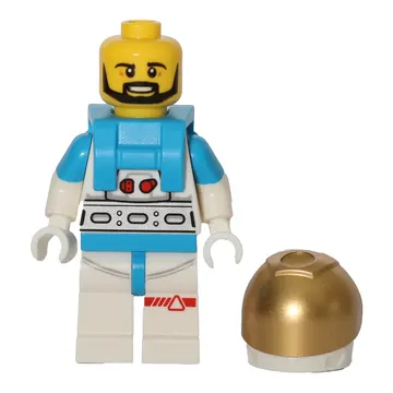 Astronaut, Male, White Suit, Gold Visor, Beard