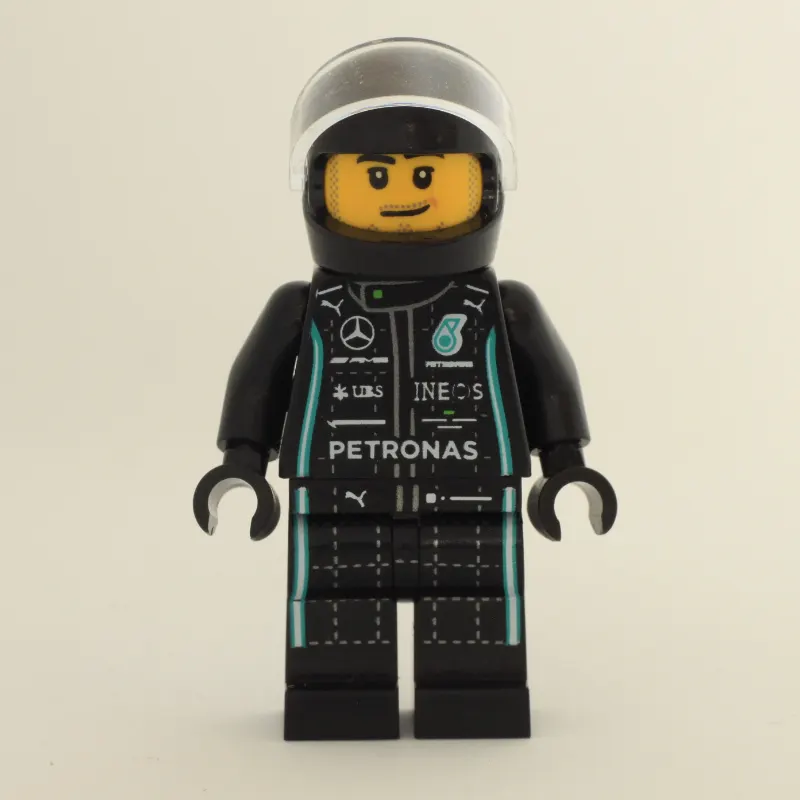 Race Driver, Black Racing Suit with Lime Trim, Black Helmet, Stubble