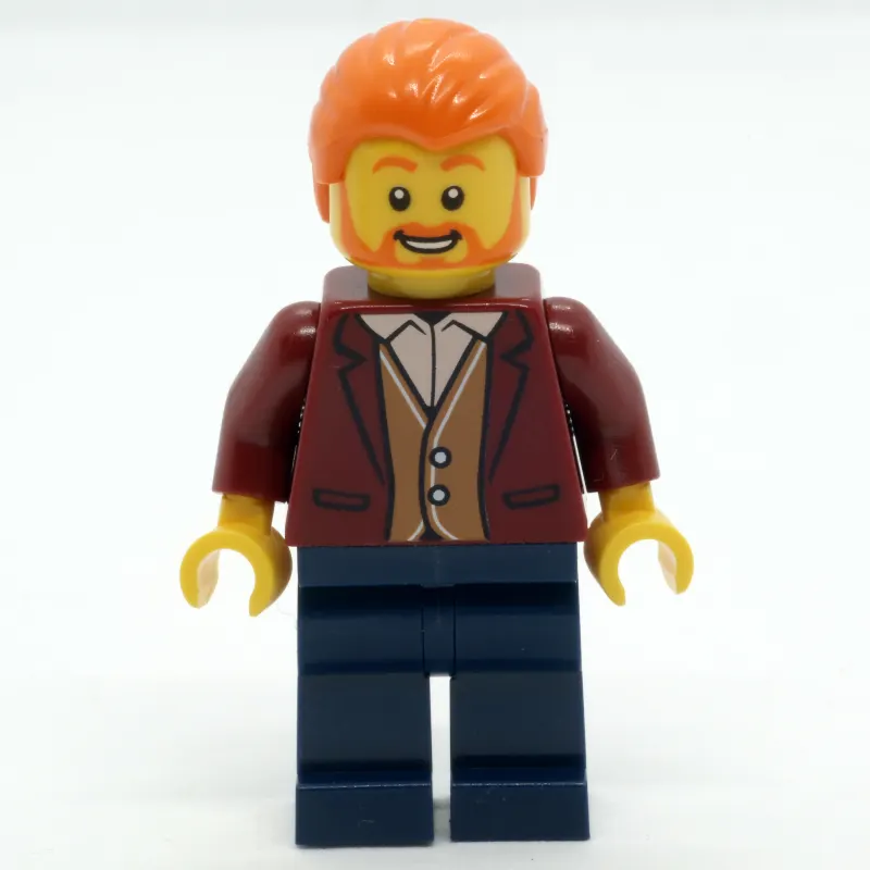 Man, Dark Red Jacket, Dark Blue Legs, Orange Hair