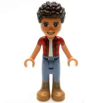 River - Red Shirt, Sand Blue Pants, Dark Brown Hair