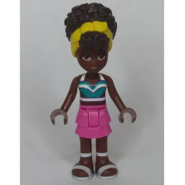 Nandi - Dark Turquoise Top, Dark Pink Skirt, Yellow Ribbon