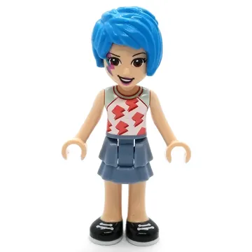 Evelyn - White Top, Sand Blue Skirt, Dark Azure Hair, Face Paint