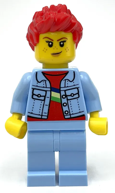 Bright Light Blue Torso and Legs, Red Hair