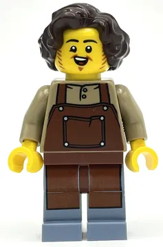 Castle Man, Reddish Brown Apron, Dark Brown Hair