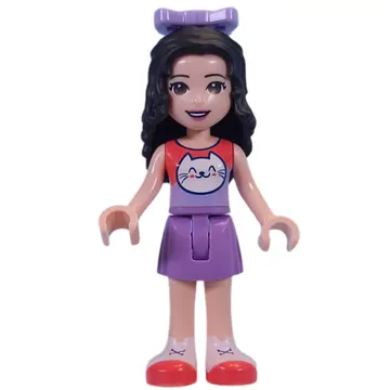 Emma - Coral Top, Medium Lavender Skirt, Bow