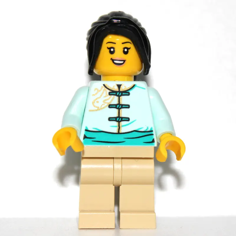 Light Aqua Torso, Tan Legs, Long Black Hair