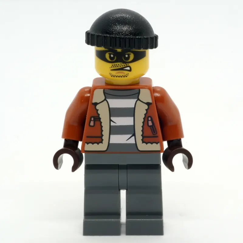 Criminal, Dark Orange Jacket, Dark Bluish Gray Legs, Black Beanie