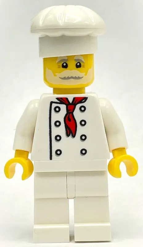Pizza Chef - White Torso, White Legs, White Hat, White Beard