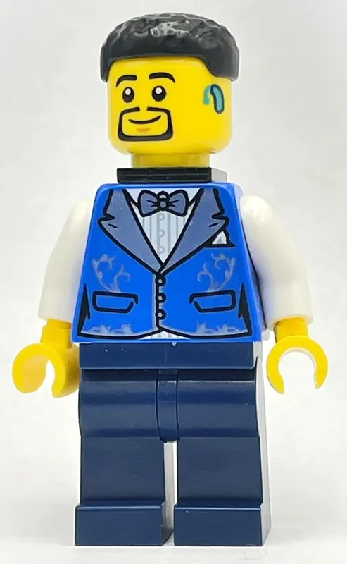Bass Player - Blue Torso, Dark Blue Legs, Black Hair, Black Neck Bracket
