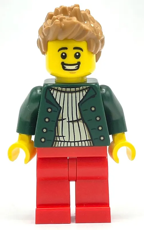 Pizza Delivery Driver - Dark Green Torso, Red Legs, Medium Nougat Hair