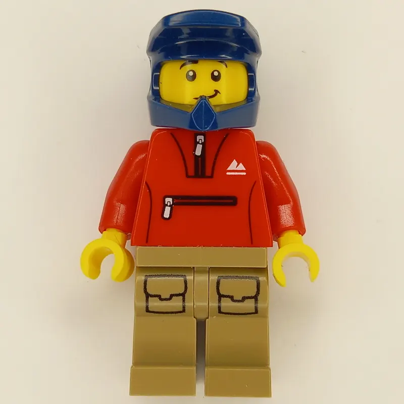 Red Torso, Dark Tan Legs, Dark Blue Helmet