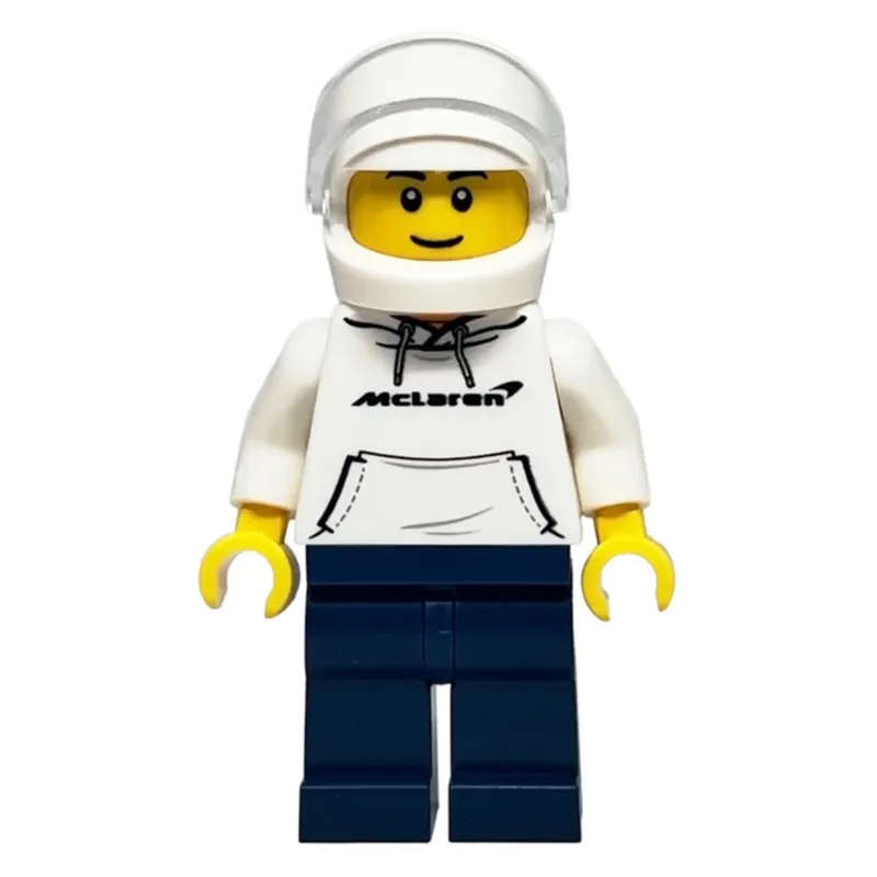 Race Driver - White Torso, Dark Blue Legs, White Helmet