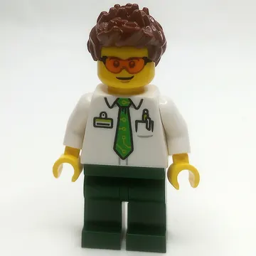 Man, White Shirt, Dark Green Legs, Orange Glasses