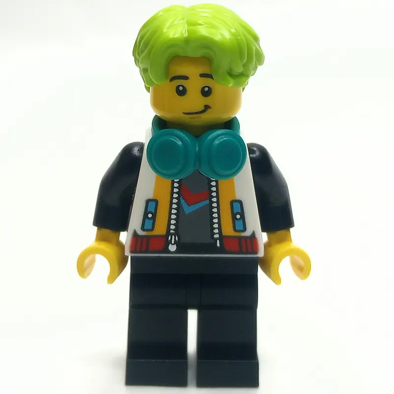Blogger, White Jacket, Black Legs, Lime Hair