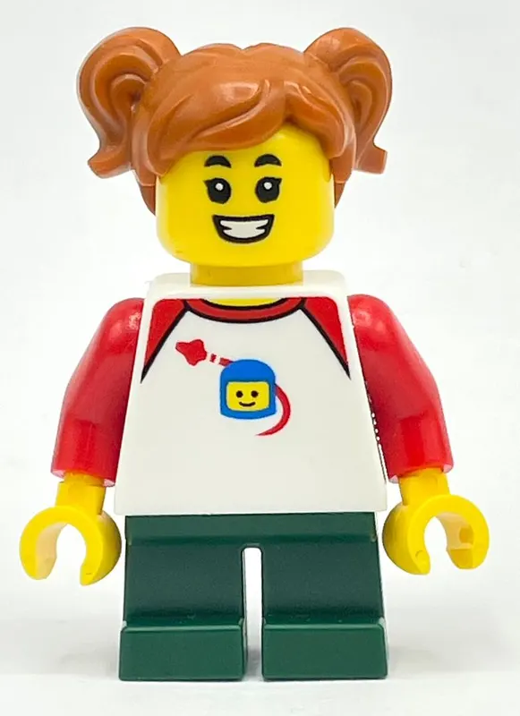 Kid - White Torso, Dark Green Legs, Dark Orange Hair