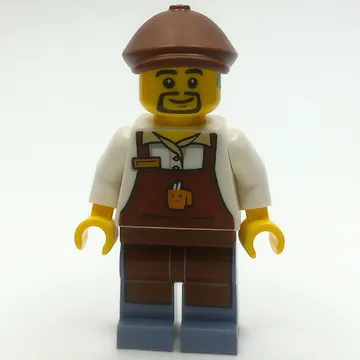 White Torso, Reddish Brown Apron, Sand Blue Legs, Reddish Brown Cap