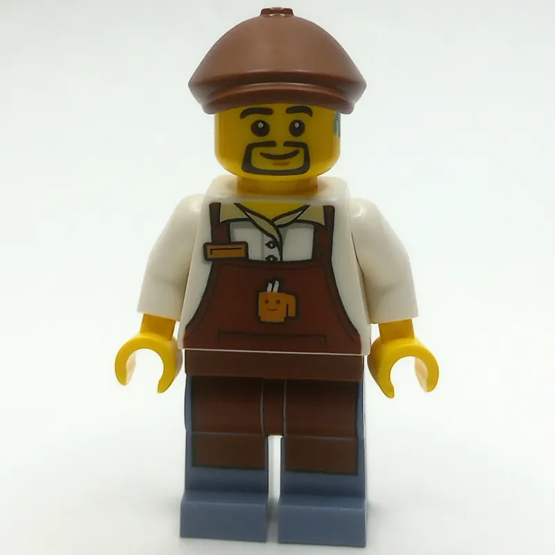 White Torso, Reddish Brown Apron, Sand Blue Legs, Reddish Brown Cap