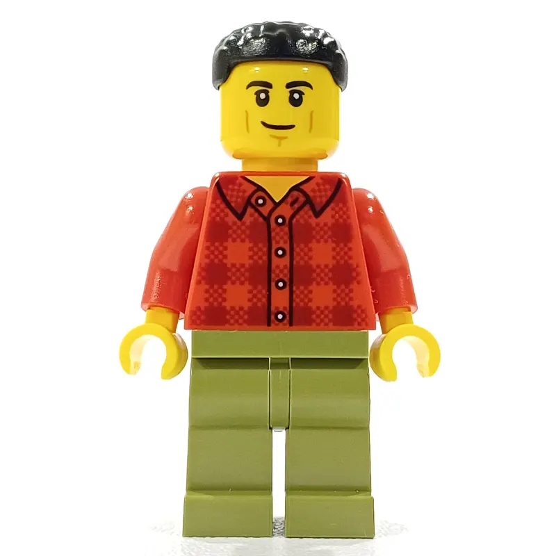 Man, Red Plaid Shirt, Olive Green Legs