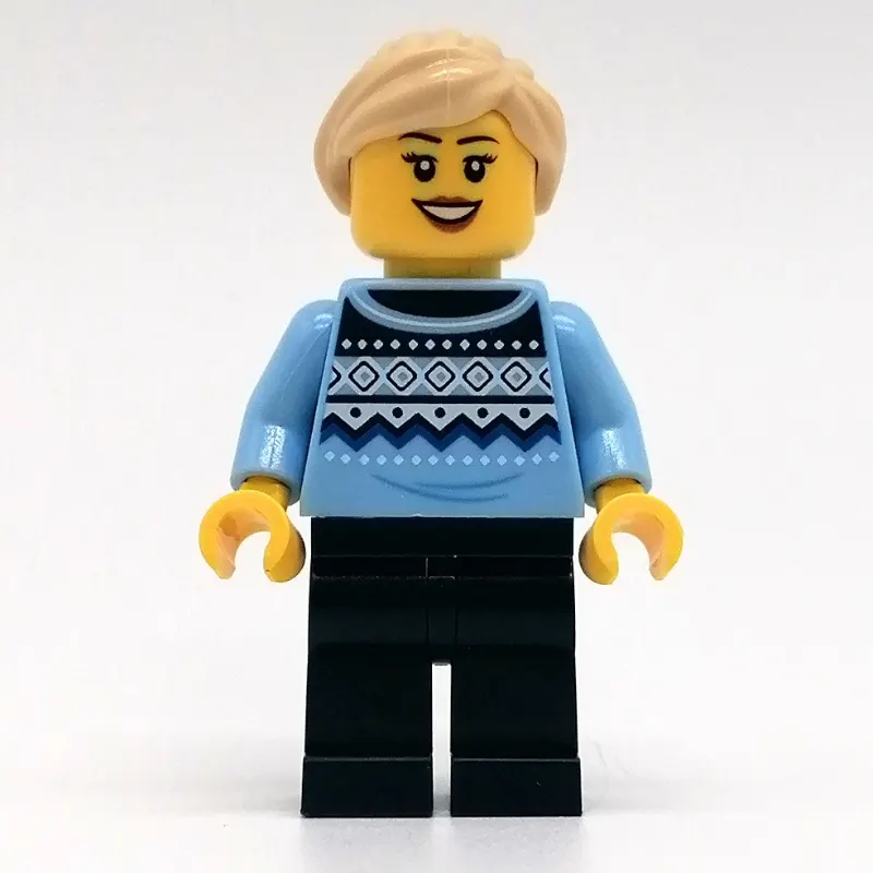 Bright Light Blue Torso, Dark Blue Legs, Tan Hair