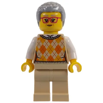 Tan Torso, Tan Legs, Light Bluish Grey Hair, Red Glasses