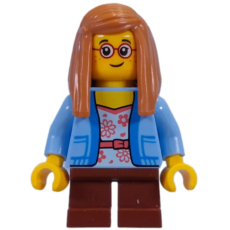 Kid - Bright Blue Torso, Reddish Brown Legs, Medium Nougat Hair