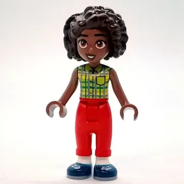 Aliya - Lime and Bright Green Tartan Shirt, Red Pants