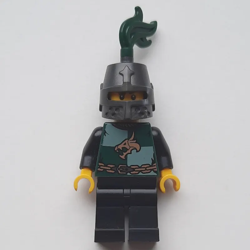 Dragon Knight, Dark Green, Helmet with Dark Green Plume, Moustache and Stubble (Pearl Titanium)