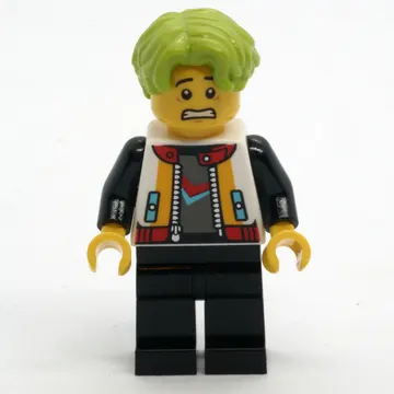 Man, White Jacket, Black Legs, Lime Hair