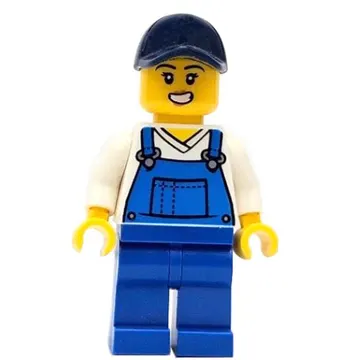 Train Worker, White Torso, Blue Overall, Dark Blue Cap