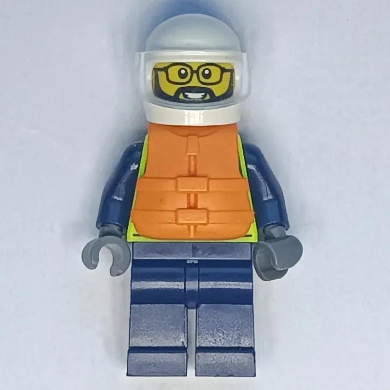 Police Officer, Vibrant Yellow Police Vest, Orange Life Jacket, White Helmet