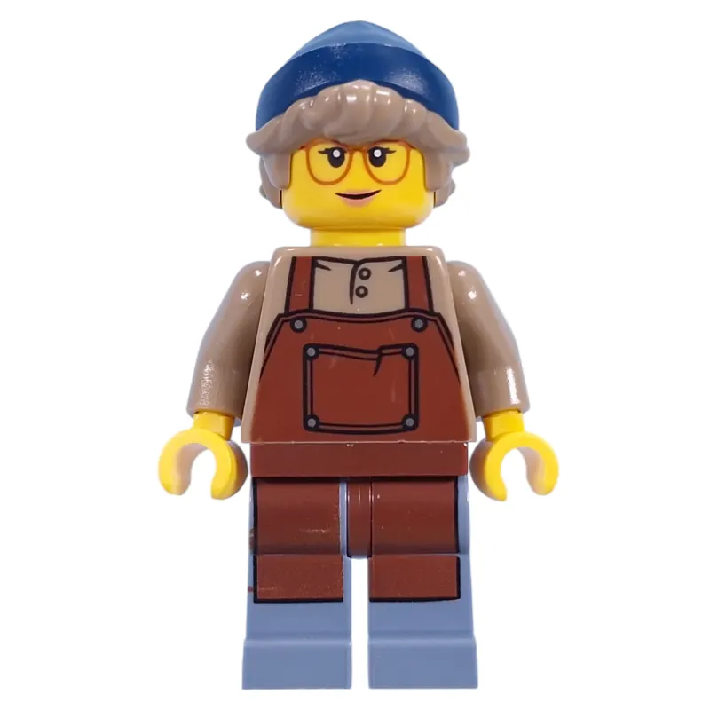 Barista, Reddish Brown Apron, Dark Blue Beanie