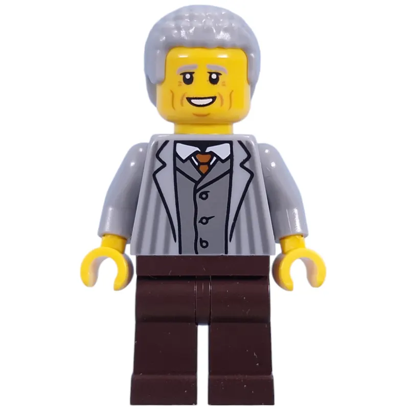 Visitor, Light Bluish Grey Torso, Dark Brown Legs, Light Bluish Grey Hair