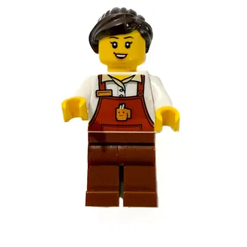 Barista, Reddish Brown Apron, Dark Brown Hair